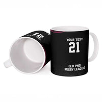 Queensland Papua New Guinea Custom Ceramic Mug All Black Pacific PNG Tribal Style - Polynesian Pride