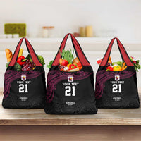Queensland Papua New Guinea Custom Grocery Bag All Black Pacific PNG Tribal Style