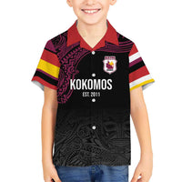 Queensland Papua New Guinea Custom Kid Hawaiian Shirt All Black Pacific PNG Tribal Style