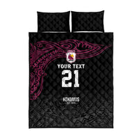 Queensland Papua New Guinea Custom Quilt Bed Set All Black Pacific PNG Tribal Style