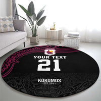 Queensland Papua New Guinea Custom Round Carpet All Black Pacific PNG Tribal Style