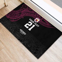 Queensland Papua New Guinea Custom Rubber Doormat All Black Pacific PNG Tribal Style