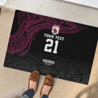Queensland Papua New Guinea Custom Rubber Doormat All Black Pacific PNG Tribal Style