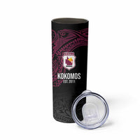 Queensland Papua New Guinea Custom Skinny Tumbler All Black Pacific PNG Tribal Style LT9 - Polynesian Pride