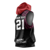 Queensland Papua New Guinea Custom Sleeveless Hoodie All Black Pacific PNG Tribal Style LT9 - Polynesian Pride