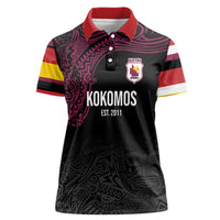 Queensland Papua New Guinea Custom Women Polo Shirt All Black Pacific PNG Tribal Style