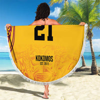 Queensland Papua New Guinea Custom Beach Blanket All Gold Pacific PNG Tribal Style