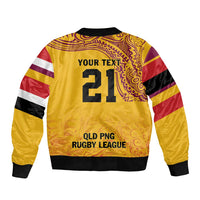 Queensland Papua New Guinea Custom Bomber Jacket All Gold Pacific PNG Tribal Style