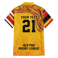 Queensland Papua New Guinea Custom Family Matching Puletasi and Hawaiian Shirt All Gold Pacific PNG Tribal Style