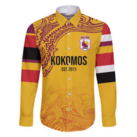 Queensland Papua New Guinea Custom Family Matching Puletasi and Hawaiian Shirt All Gold Pacific PNG Tribal Style