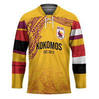 Queensland Papua New Guinea Custom Hockey Jersey All Gold Pacific PNG Tribal Style LT9 Unisex Gold - Polynesian Pride
