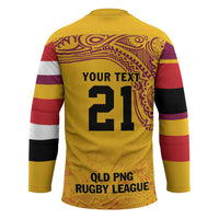 Queensland Papua New Guinea Custom Hockey Jersey All Gold Pacific PNG Tribal Style LT9 - Polynesian Pride