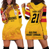 Queensland Papua New Guinea Custom Hoodie Dress All Gold Pacific PNG Tribal Style