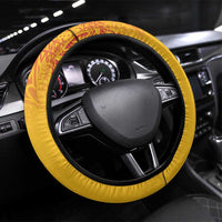 Queensland Papua New Guinea Steering Wheel Cover All Gold Pacific PNG Tribal Style LT9 Universal Fit Gold - Polynesian Pride