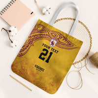 Queensland Papua New Guinea Custom Tote Bag All Gold Pacific PNG Tribal Style LT9 White Strap One Size Gold - Polynesian Pride