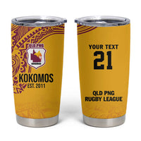 Queensland Papua New Guinea Custom Tumbler Cup All Gold Pacific PNG Tribal Style LT9 Gold - Polynesian Pride