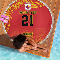 Queensland Papua New Guinea Custom Beach Blanket All Red Pacific PNG Tribal Style