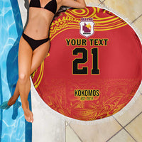 Queensland Papua New Guinea Custom Beach Blanket All Red Pacific PNG Tribal Style