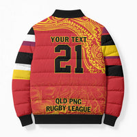 Queensland Papua New Guinea Custom Bomber Puffer Jacket All Red Pacific PNG Tribal Style - Polynesian Pride