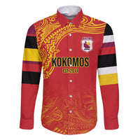 Queensland Papua New Guinea Custom Family Matching Summer Maxi Dress and Hawaiian Shirt All Red Pacific PNG Tribal Style LT9 Dad's Shirt - Long Sleeve Red - Polynesian Pride