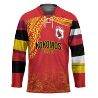 Queensland Papua New Guinea Custom Hockey Jersey All Red Pacific PNG Tribal Style - Polynesian Pride