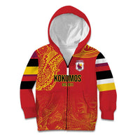 Queensland Papua New Guinea Custom Kid Hoodie All Red Pacific PNG Tribal Style