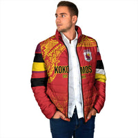 Queensland Papua New Guinea Custom Padded Jacket All Red Pacific PNG Tribal Style - Polynesian Pride