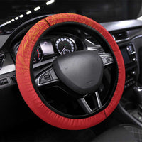 Queensland Papua New Guinea Steering Wheel Cover All Red Pacific PNG Tribal Style LT9 Universal Fit Red - Polynesian Pride