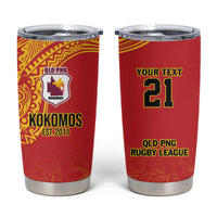 Queensland Papua New Guinea Custom Tumbler Cup All Red Pacific PNG Tribal Style LT9 Red - Polynesian Pride