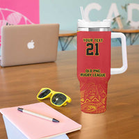 Queensland Papua New Guinea Custom Tumbler With Handle All Red Pacific PNG Tribal Style LT9 - Polynesian Pride
