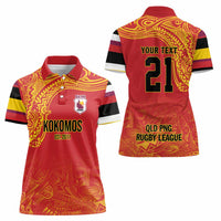Queensland Papua New Guinea Custom Women Polo Shirt All Red Pacific PNG Tribal Style