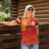 Queensland Papua New Guinea Custom Women Polo Shirt All Red Pacific PNG Tribal Style
