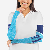 Queensland Samoa Custom Arm Sleeves Blue Pacific Polynesian Tribal Pattern LT9 - Polynesian Pride