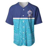 Queensland Samoa Custom Baseball Jersey Blue Pacific Polynesian Tribal Pattern