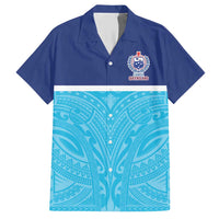 Queensland Samoa Custom Family Matching Short Sleeve Bodycon Dress and Hawaiian Shirt Blue Pacific Polynesian Tribal Pattern