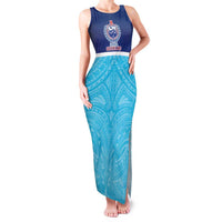 Queensland Samoa Custom Family Matching Tank Maxi Dress and Hawaiian Shirt Blue Pacific Polynesian Tribal Pattern
