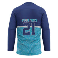 Queensland Samoa Custom Hockey Jersey Blue Pacific Polynesian Tribal Pattern - Polynesian Pride