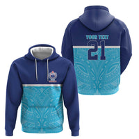Queensland Samoa Custom Hoodie Blue Pacific Polynesian Tribal Pattern