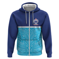 Queensland Samoa Custom Hoodie Blue Pacific Polynesian Tribal Pattern