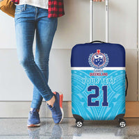 Queensland Samoa Custom Luggage Cover Blue Pacific Polynesian Tribal Pattern