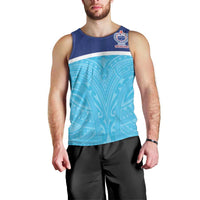 Queensland Samoa Custom Men Tank Top Blue Pacific Polynesian Tribal Pattern