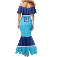 Queensland Samoa Custom Mermaid Dress Blue Pacific Polynesian Tribal Pattern