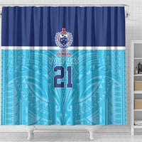 Queensland Samoa Custom Shower Curtain Blue Pacific Polynesian Tribal Pattern