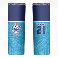Queensland Samoa Custom Skinny Tumbler Blue Pacific Polynesian Tribal Pattern LT9 Blue - Polynesian Pride