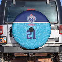 Queensland Samoa Custom Spare Tire Cover Blue Pacific Polynesian Tribal Pattern