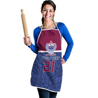 Queensland Samoa Custom Apron Maroon-Blue Pacific Polynesian Tribal Pattern - Polynesian Pride
