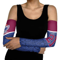 Queensland Samoa Custom Arm Sleeves Maroon-Blue Pacific Polynesian Tribal Pattern LT9 - Polynesian Pride