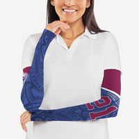 Queensland Samoa Custom Arm Sleeves Maroon-Blue Pacific Polynesian Tribal Pattern LT9 - Polynesian Pride