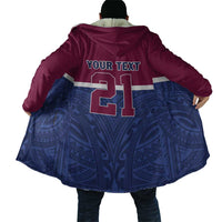 Queensland Samoa Custom Cloak Maroon-Blue Pacific Polynesian Tribal Pattern - Polynesian Pride