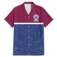 Queensland Samoa Custom Family Matching Mermaid Dress and Hawaiian Shirt Maroon-Blue Pacific Polynesian Tribal Pattern